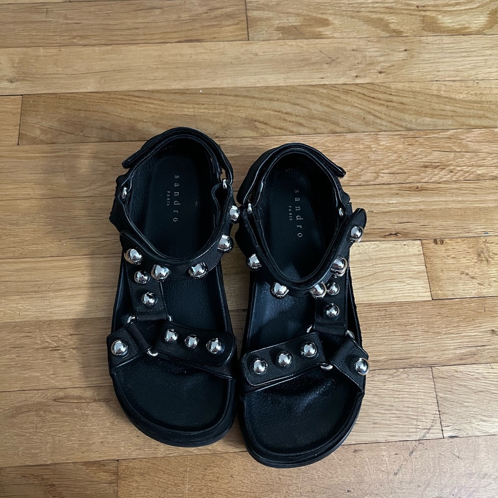 Sandro  Balck and silver sandals